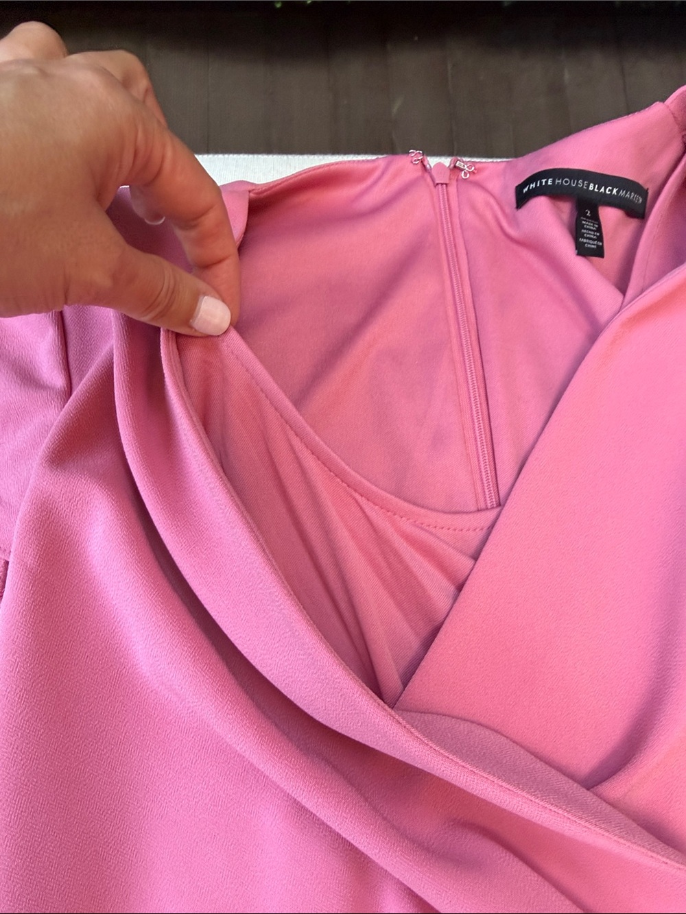 NWOT White House Black Market Pink Wrap-Front Dress with Waist Tie Size 2 - Picture 6 of 10